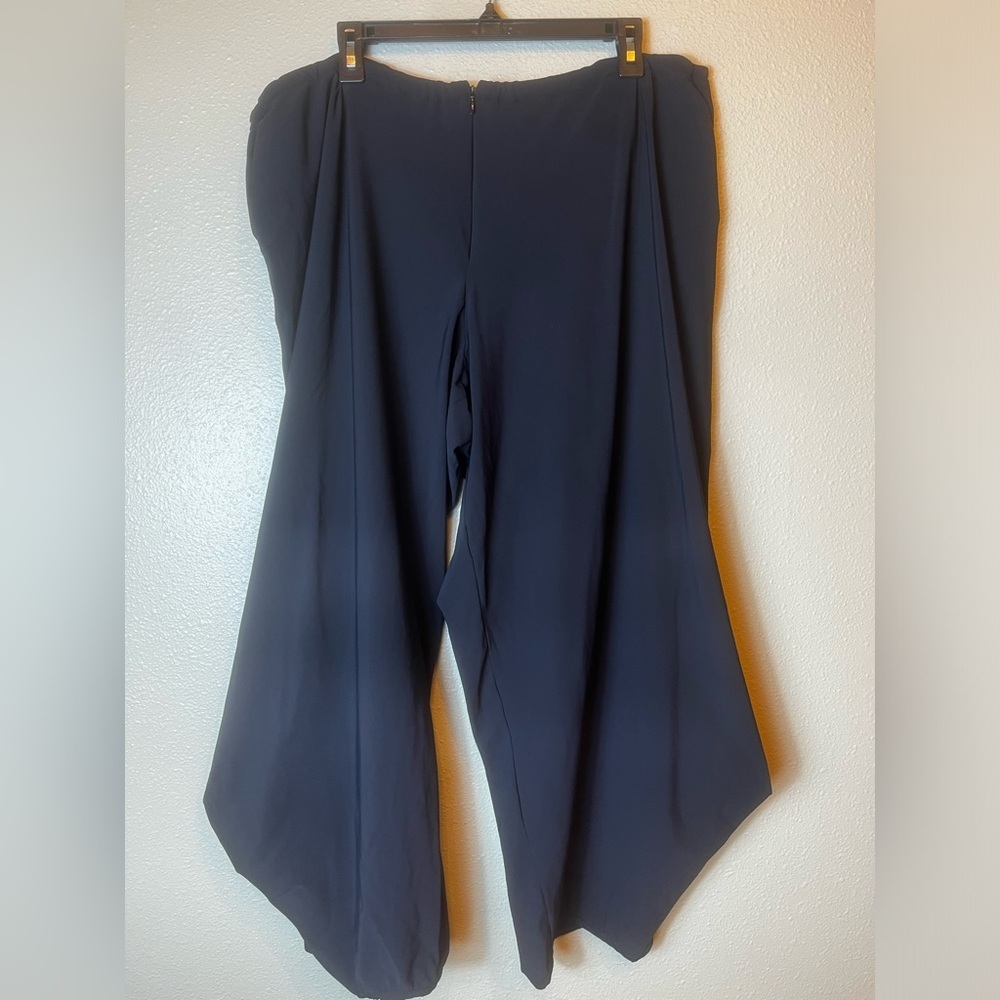Tekbika by Alembika Black Punto Wide Leg Trousers with Front Zip Sz 8 (US 20-22)